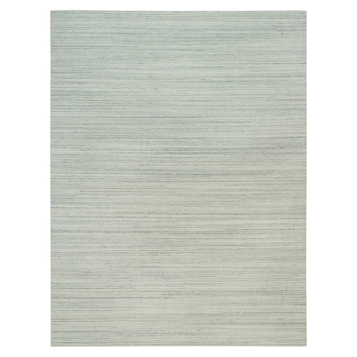 9'1"X12' Alabaster White Hand Loomed Undyed 100% Wool Modern Design Rug