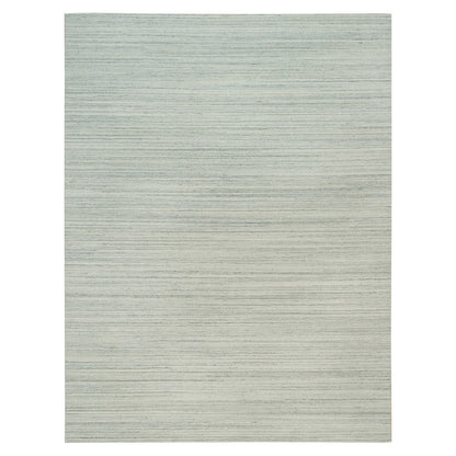 9'1"X12' Alabaster White Hand Loomed Undyed 100% Wool Modern Design Rug