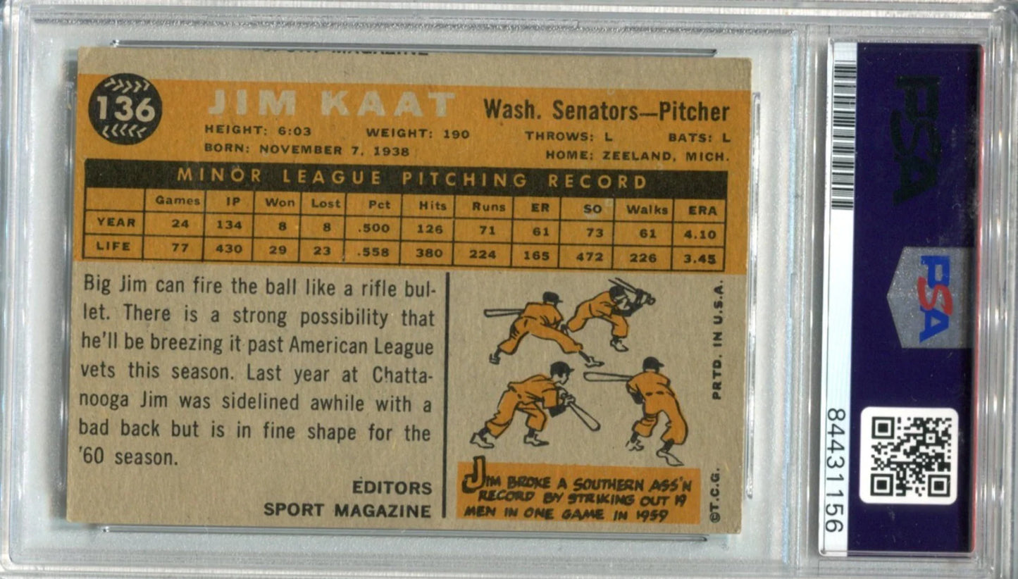 Jim Kaat 1960 Topps #136 Rookie Star Psa Auto Gem Mt 10 Rc