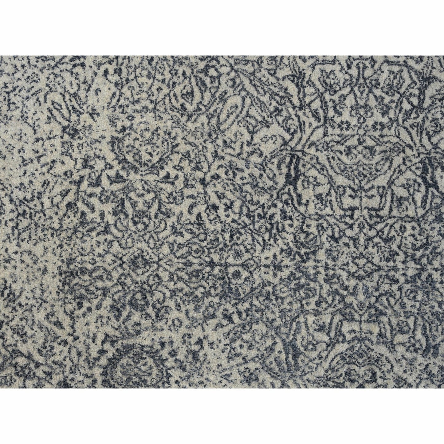 Light Gray Fine Jacquard Wool Silk Hand Loomed Oriental Rug