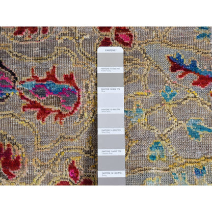 6'X9' Tan Brown Maharaja Design Sari Silk And Wool Hand Knotted Rug