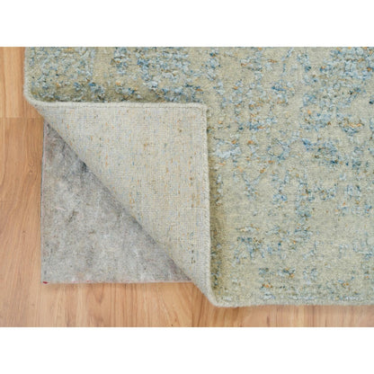 2'6"X10' Gray Fine Jacquard Hand Loomed Wool And Silk Runner Rug