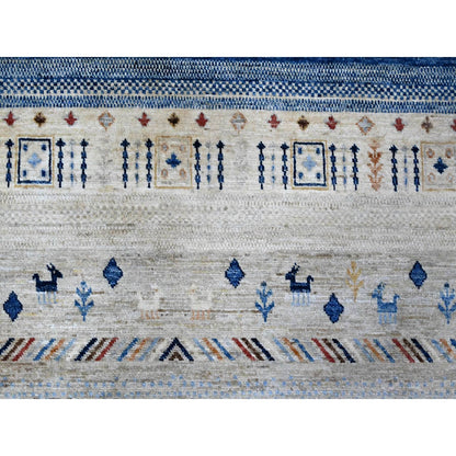 8'3"X9'6" Steel Blue Fine Kashkuli Gabbeh All Natural Wool Oriental Rug