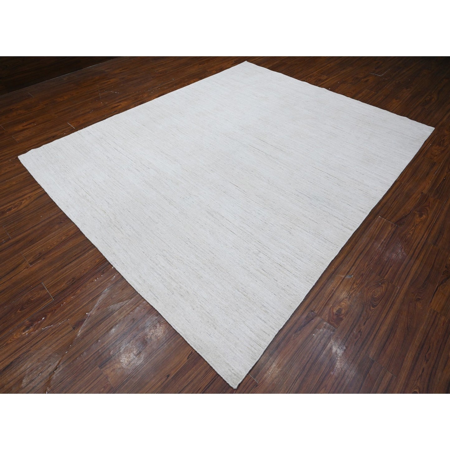 8'X9'8" Mercury White Plain Design Modern Peshawar Oriental Rug