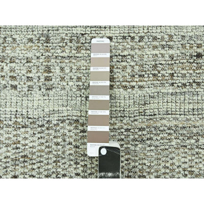 2'7"X7'10" Brown 100% Wool Rug Hand Knotted Oxidized Grass Design Runner