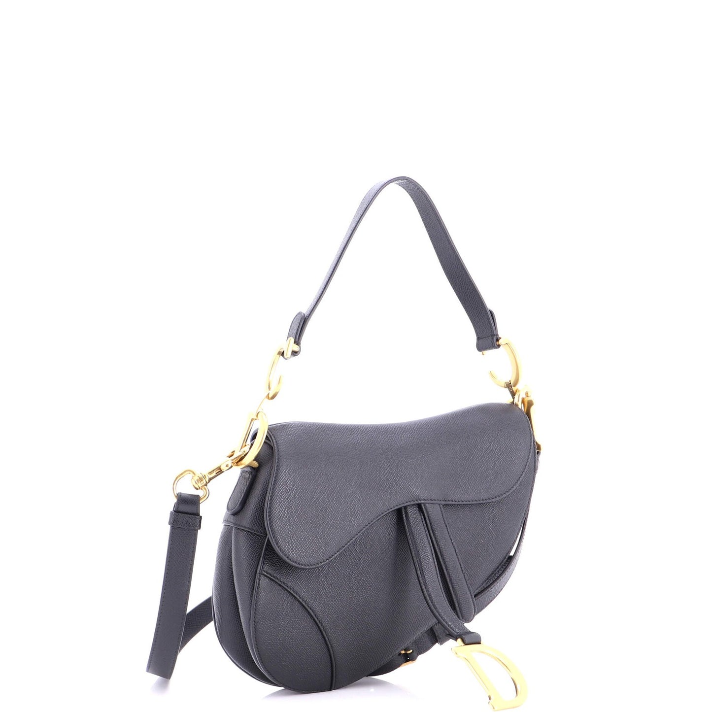 Christian Dior Saddle Handbag With Strap Leather Medium