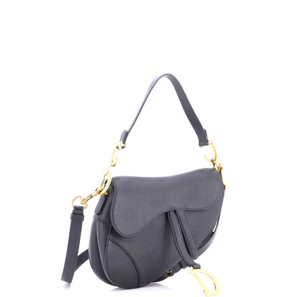 Christian Dior Saddle Handbag With Strap Leather Medium