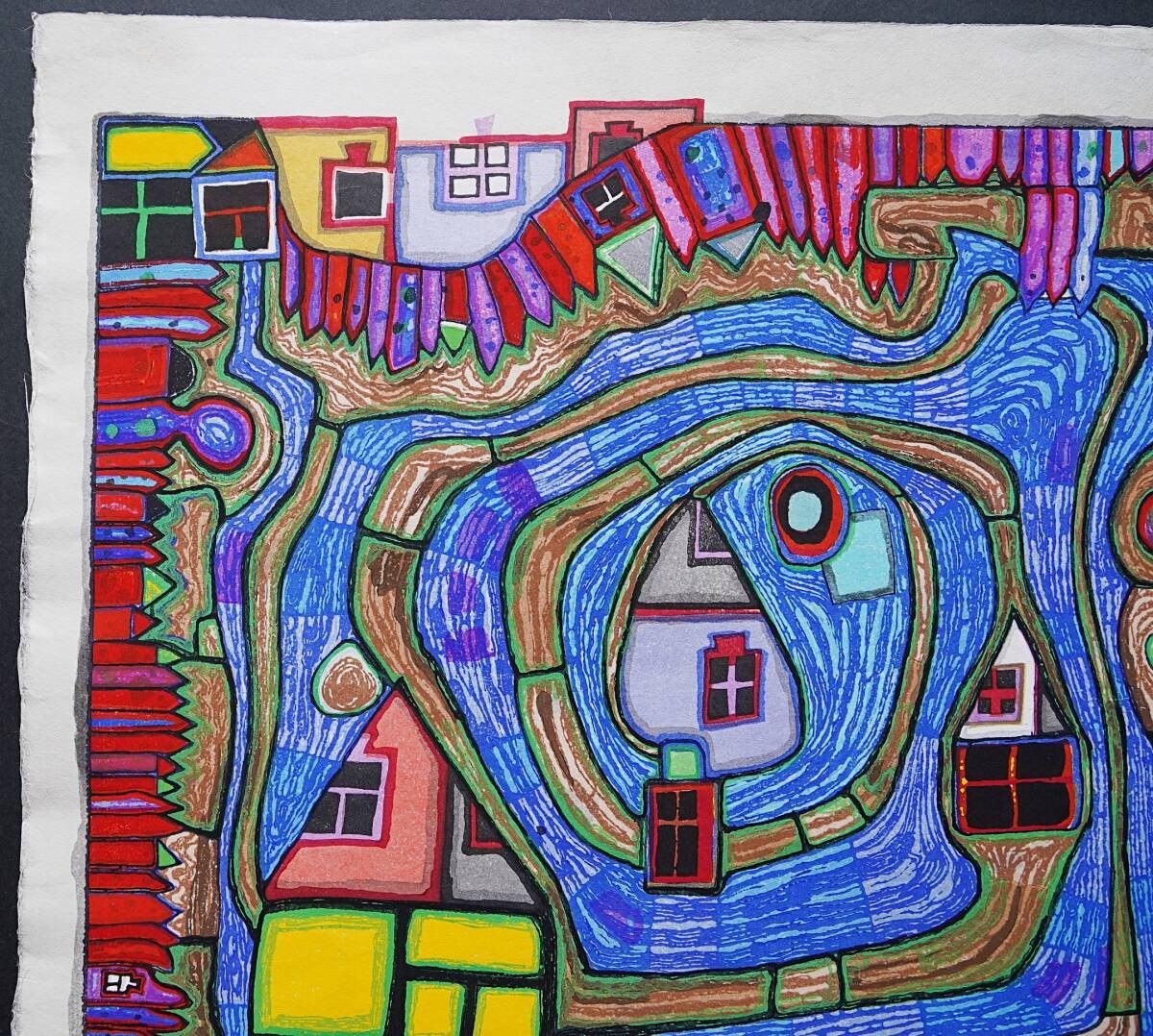Friedensreich Hundertwasser River on the Roof Woodblock Print