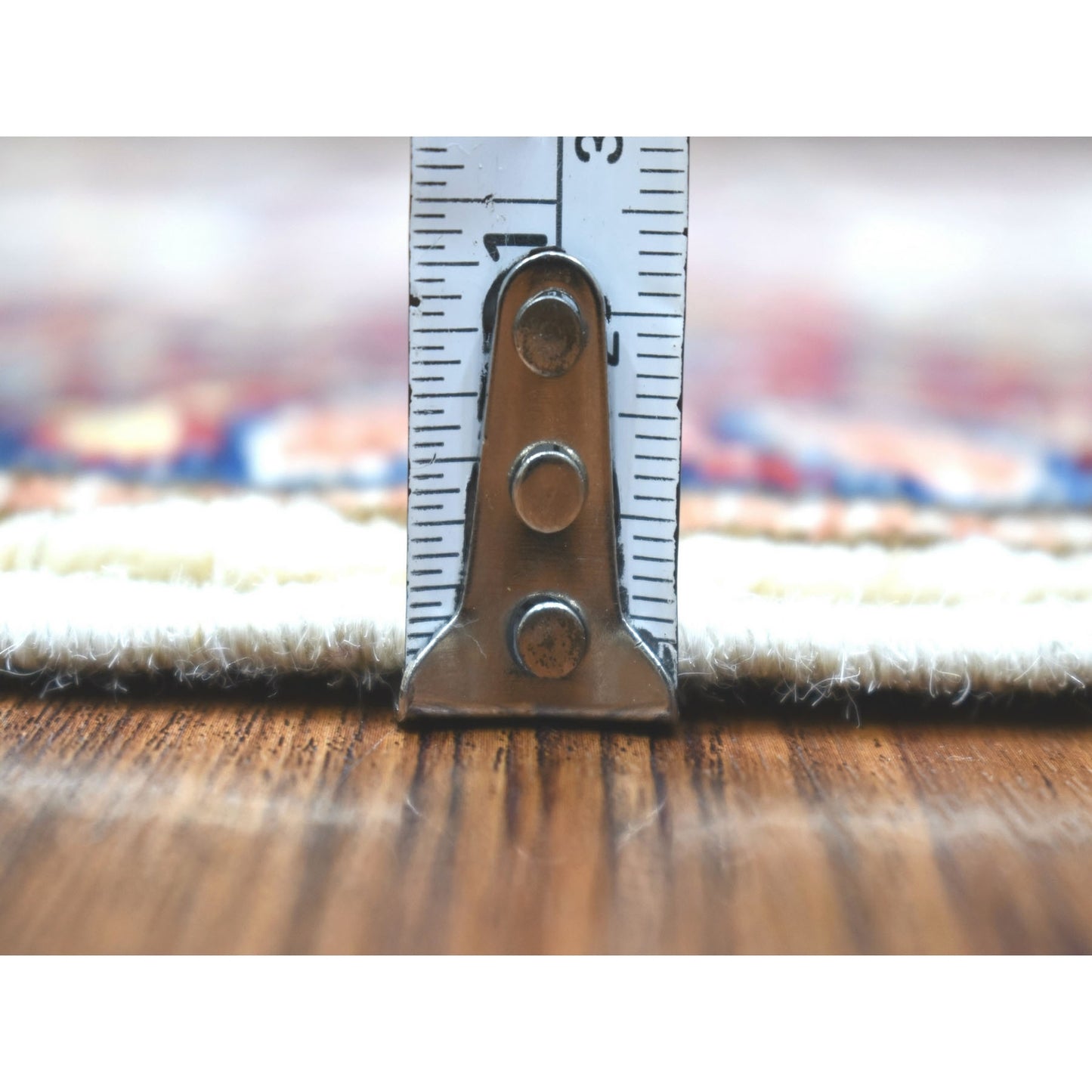 2'X2'10" Tribal Design Super Kazak Hand Knotted Ivory Pure Wool Mat Rug