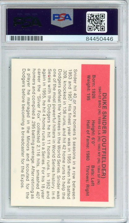 Duke Snider Autographed Baseball'S All-Time Greats Card (Psa)