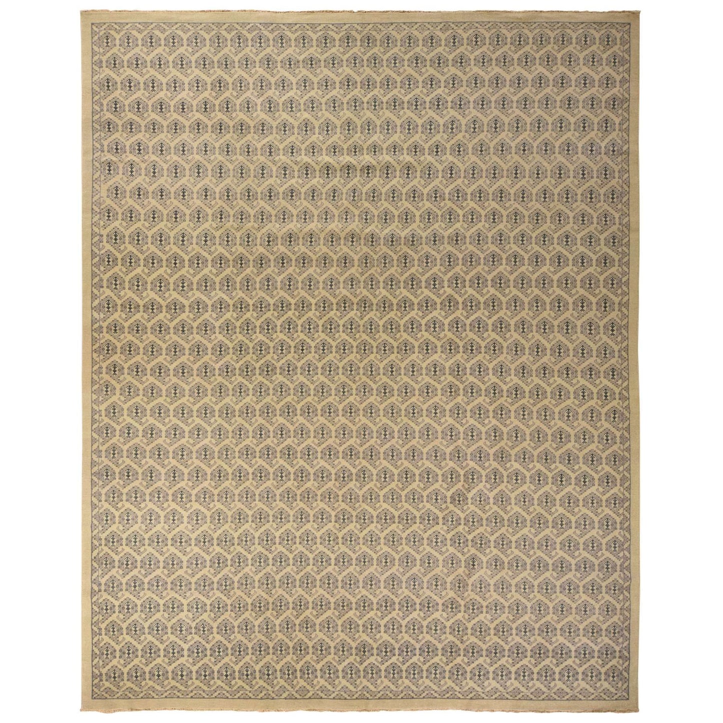 11'8"X14'9" White Turkish Knot Design Wool Hand Knotted Oversized Rug