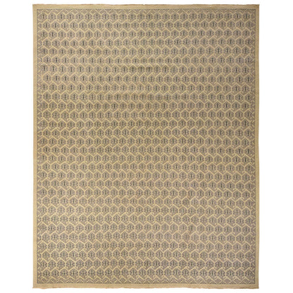 11'8"X14'9" White Turkish Knot Design Wool Hand Knotted Oversized Rug