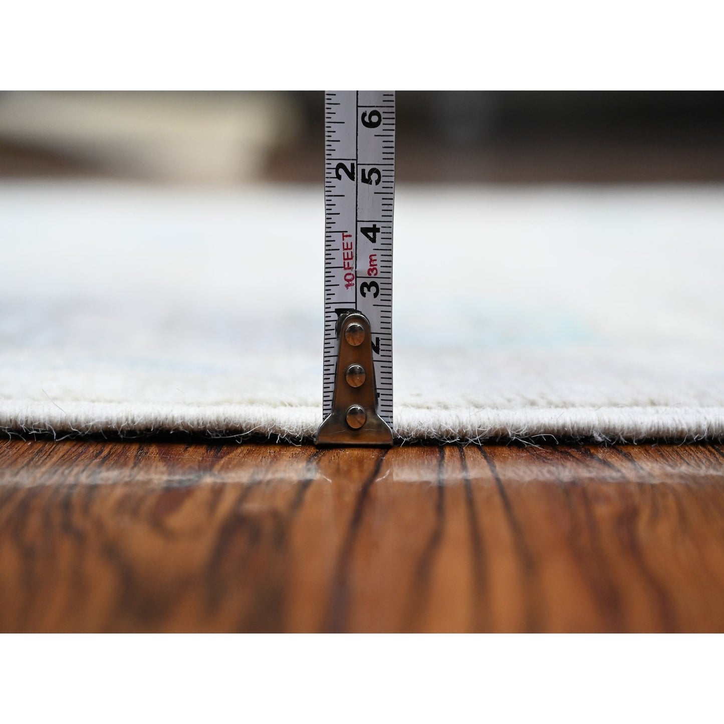 3'2"X7'9" Gray Hand Knotted Afghan Angora Oushak Runner Oriental Rug