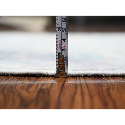 3'2"X7'9" Gray Hand Knotted Afghan Angora Oushak Runner Oriental Rug