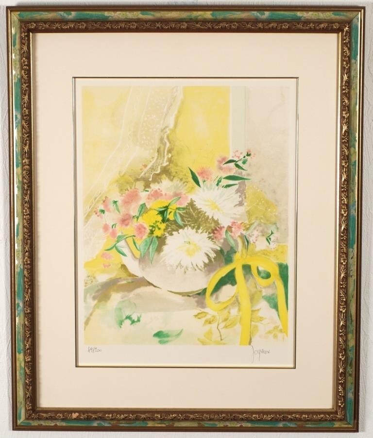 Joyeux - 'Bouquet' Limited Edition Lithograph, Signed, Framed, Authentic
