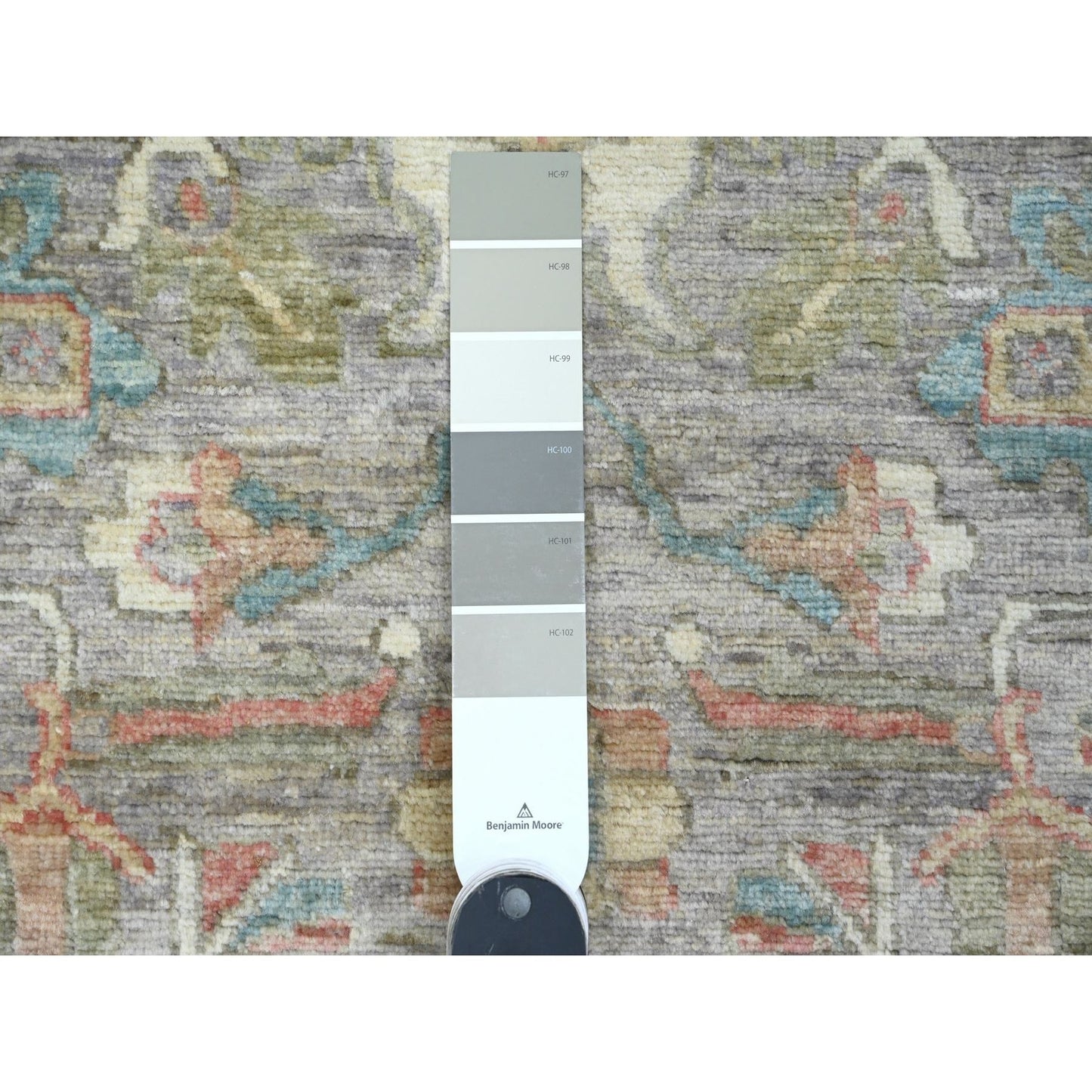 2'6"X6' Gray Peshawar Heris Design Wool Hand Knotted Runner Oriental Rug