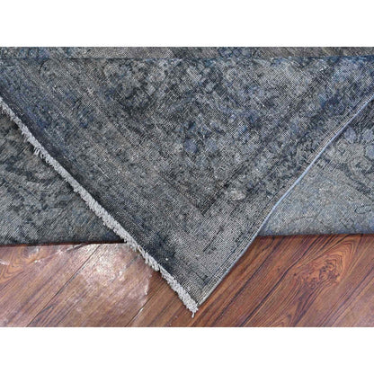 9'8"X13'3" Jet Gray Vintage Zoroastrian Karman Hand Knotted Oriental Rug