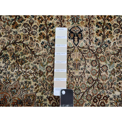 3'X5'5" Ivory Silk Intricate Medallion Design Hand Knotted Oriental Rug