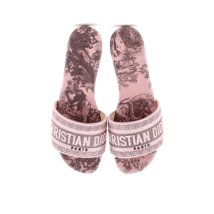 Christian Dior Women'S Dway Flat Sandals Embroidered Canvas