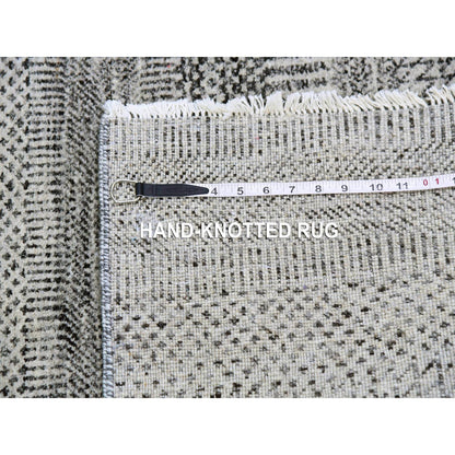 2'5"X4'1" Ice Gray Grass Design Undyed 100% Wool Hand Knotted Rug