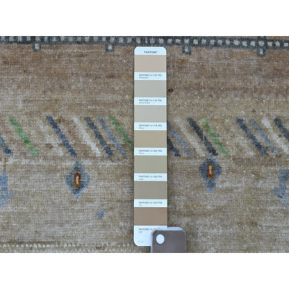 4'X5'10" Brown Wool Kashkuli Gabbeh Animal Figurines Hand-Knotted Rug