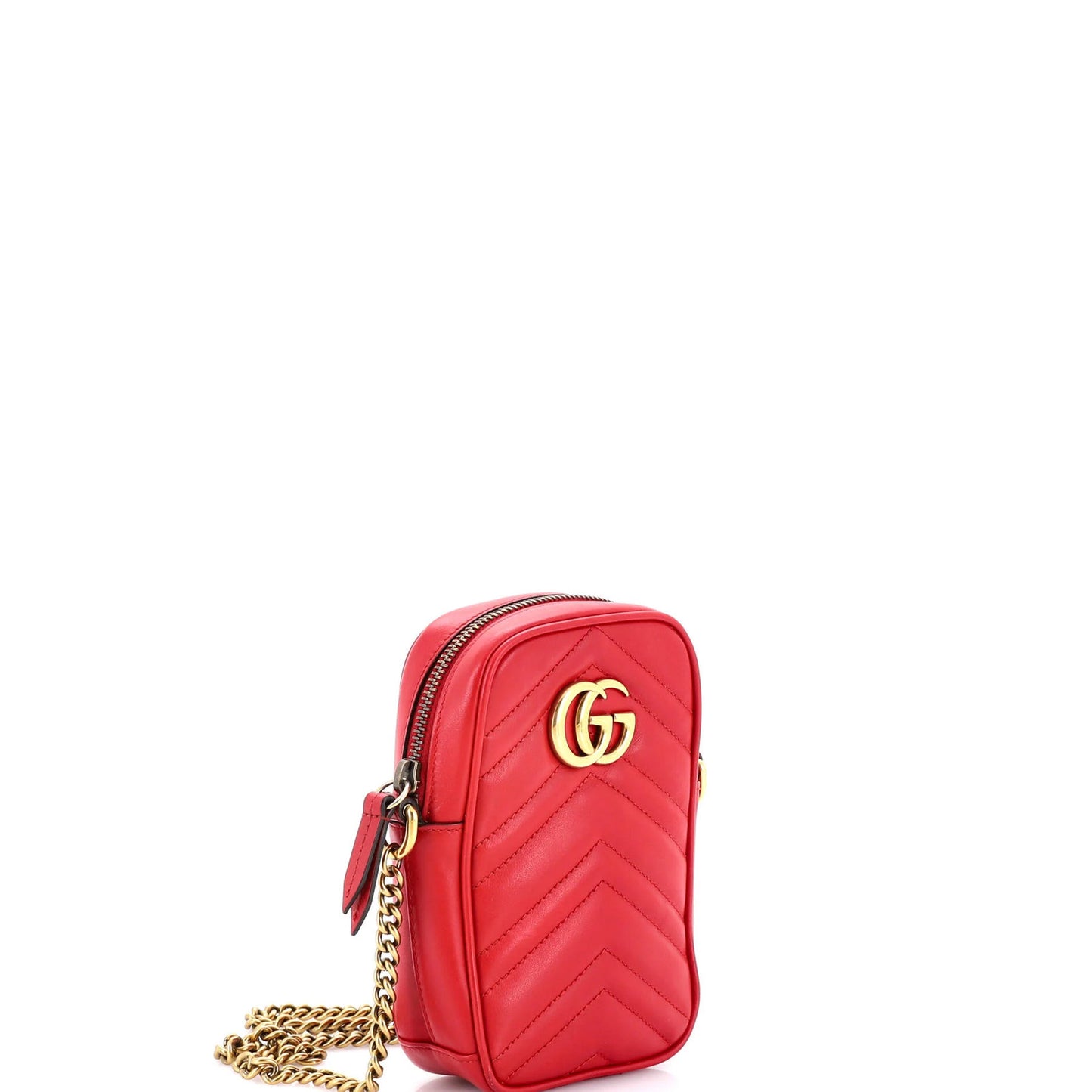 Gucci Gg Marmont Vertical Phone Crossbody Bag Matelasse Leather Mini