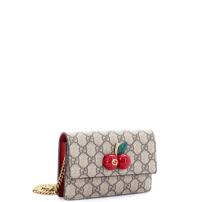 Gucci Cherries Wallet On Chain Gg Coated Canvas Mini