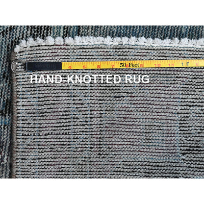 3'6"X5'9" Gray Ovedyed Vintage Zoroastrian Worn Down Hand Knotted Wool Rug