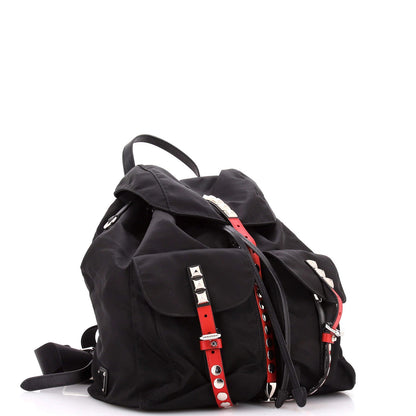 Prada New Vela Backpack Tessuto With Studded Leather