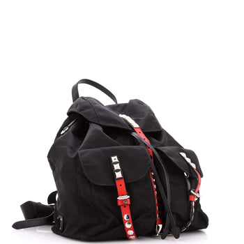 Prada New Vela Backpack Tessuto With Studded Leather