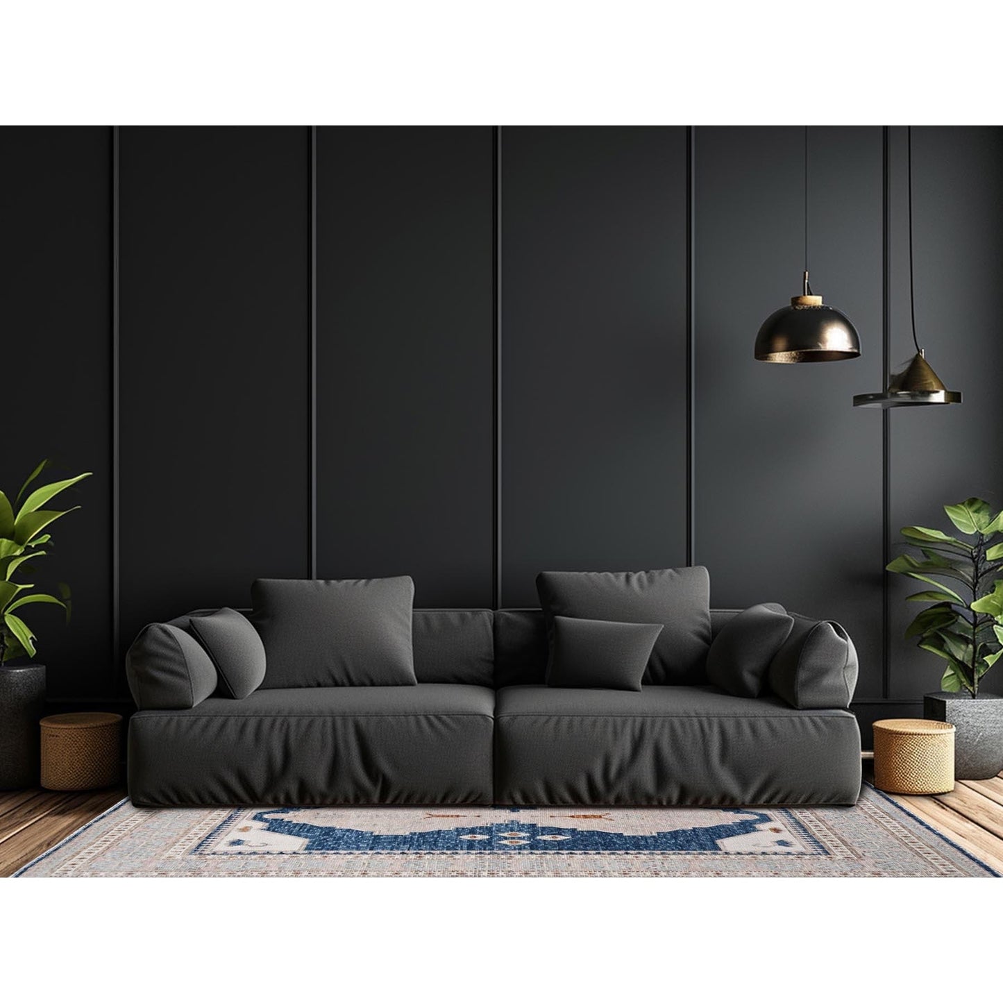 5'X6'10" Blue Anatolian Village Inspired Wool Hand Knotted Oriental Rug