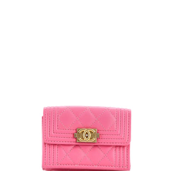 Chanel Boy Trifold Flap Wallet Quilted Lambskin Small