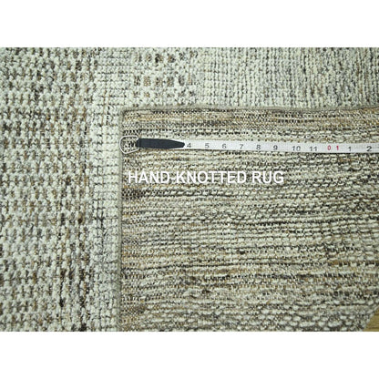 2'7"X7'10" Brown 100% Wool Rug Hand Knotted Oxidized Grass Design Runner