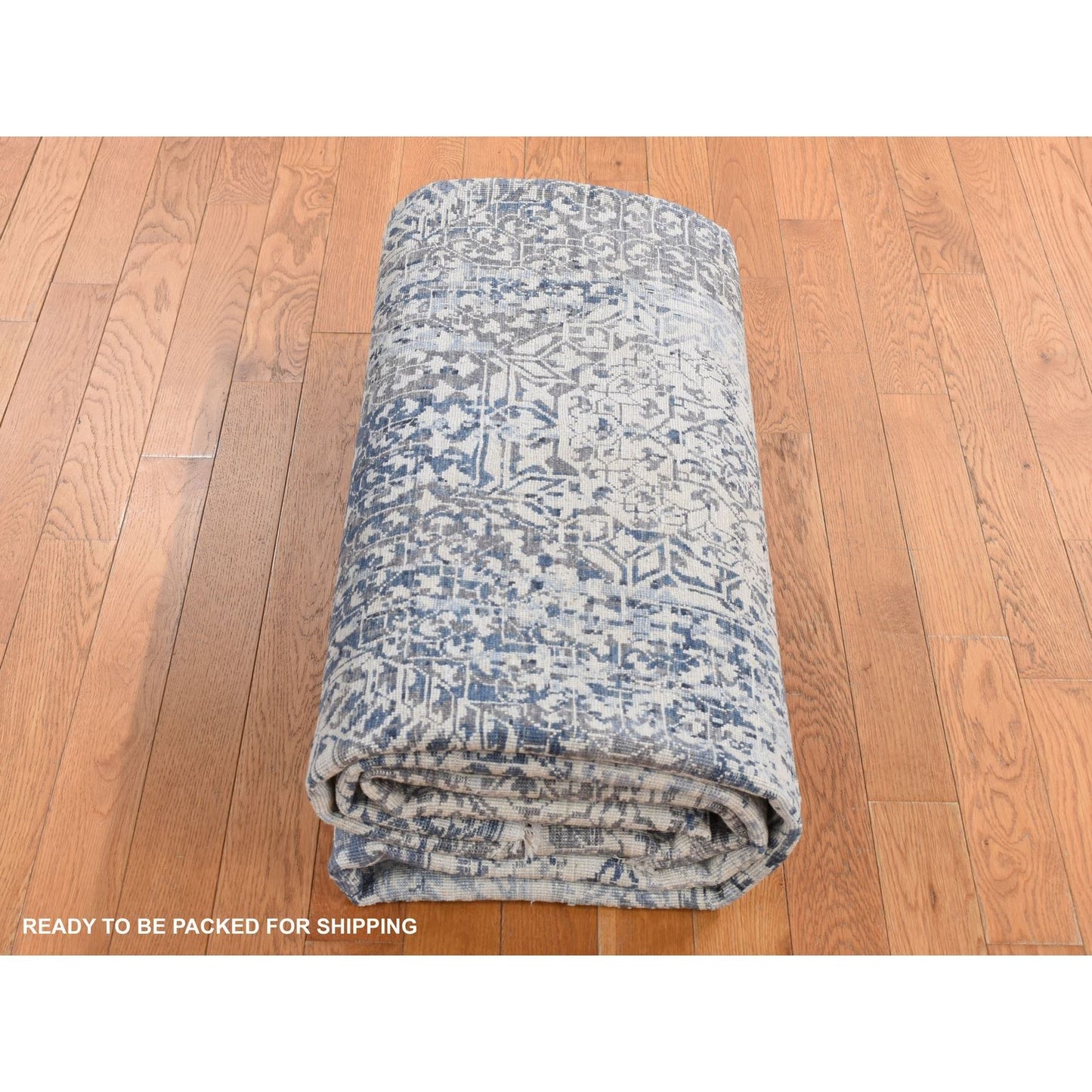 8'3"X10'2" Gray Silk Broken And Erased Design Vintage Hand Knotted Rug