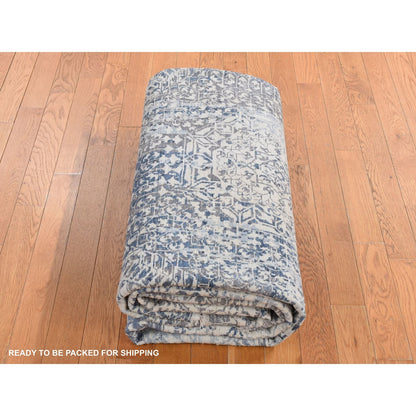 8'3"X10'2" Gray Silk Broken And Erased Design Vintage Hand Knotted Rug