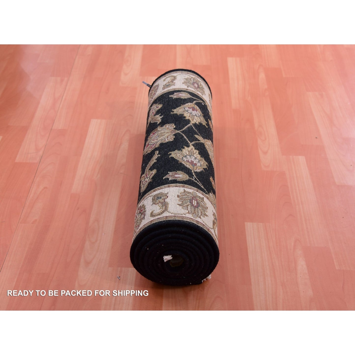 2'5"X10' Bristol Black Rajasthan Design Hand Knotted Wool Silk Runner Rug