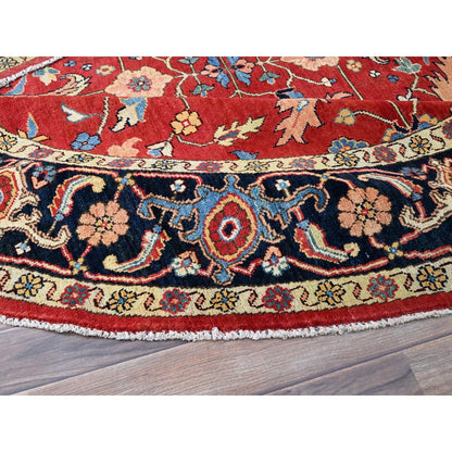 8'X8' Red Wool Hand Knotted Denser Weave Round Oriental Rug