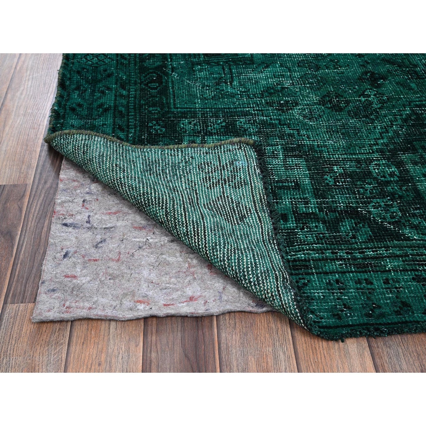 5'1"X7'10" Overdyed Green Vintage Zoroastrian Hand Knotted Pure Wool Rug