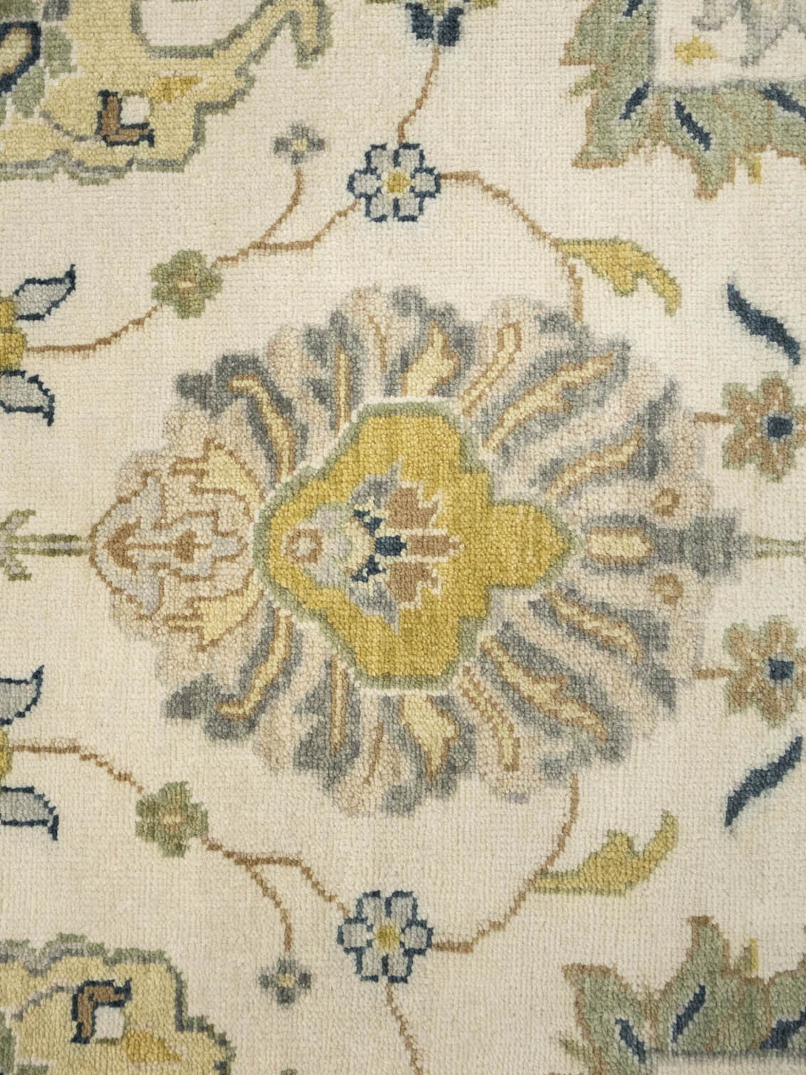 9X12 Ft Hand-Knotted Chobi Oriental Rug Ivory Floral Design Large Carpet