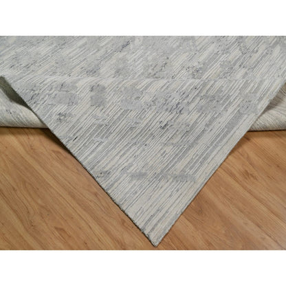 8'X10'2" Cream White Modern Design Hand Knotted Undyed Natural Wool Rug