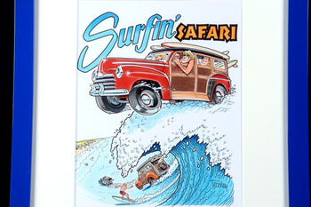 George Trosley Original Pen Drawing Surfin' Safari Signed Usa Framed Cartoons