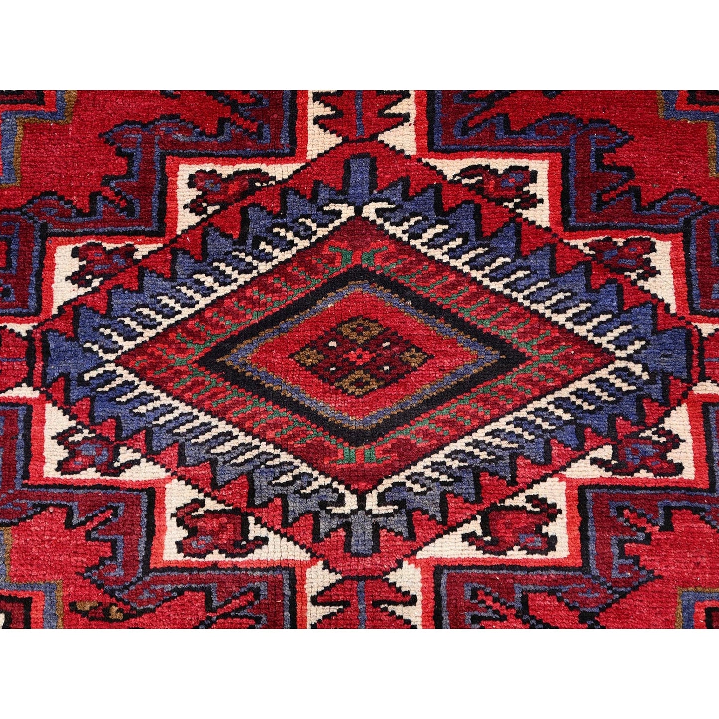 8'X11' Rufous Red Semi Antique Heris Hand Knotted Pure Wool Oriental Rug