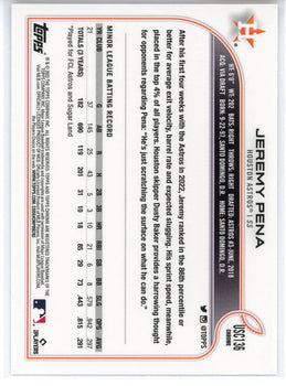 Jeremy Pena 2022 Topps Chrome Rookie Purple Refractor Card #Usc136