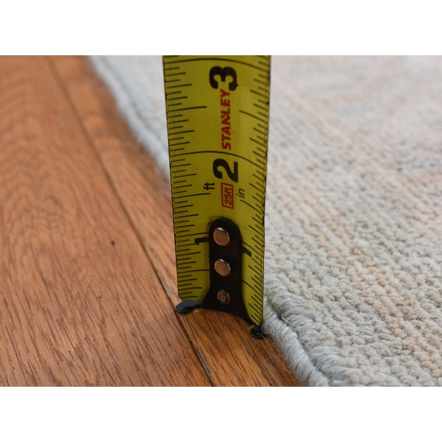 4'X6' Beige Hand Knotted Washed Out Khotan Design Pure Wool Rug