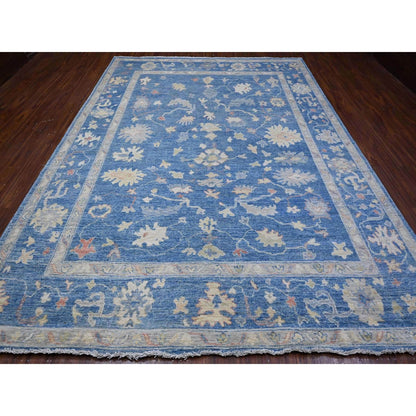 9'X12'2" Denim Blue Afghan Angora Oushak Natural Dyes Oriental Rug