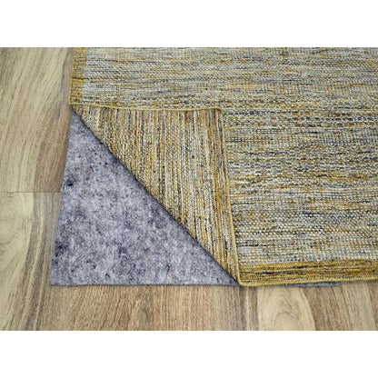 10'X10' Yellow Hand Knotted Rug Oxidized Grass Design Pure Wool Square
