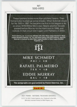 Mike Schmidt, Rafael Palmeiro & Eddie Murray Autographed 2021 Panini National Tr