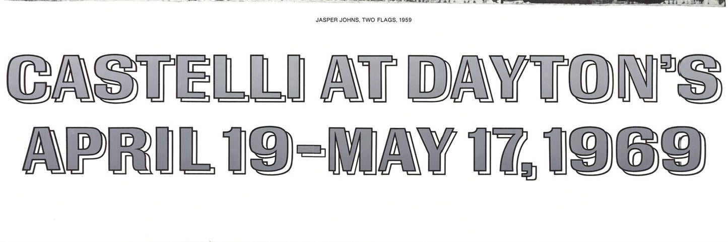 Jasper Johns Two Flags " Poster Pop Art Black & White Gray