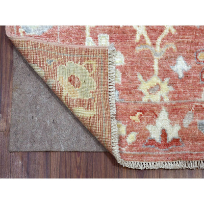3'1"X19'8" Pure Wool Hand Knotted Coral Red Angora Oushak Xl Runner Rug