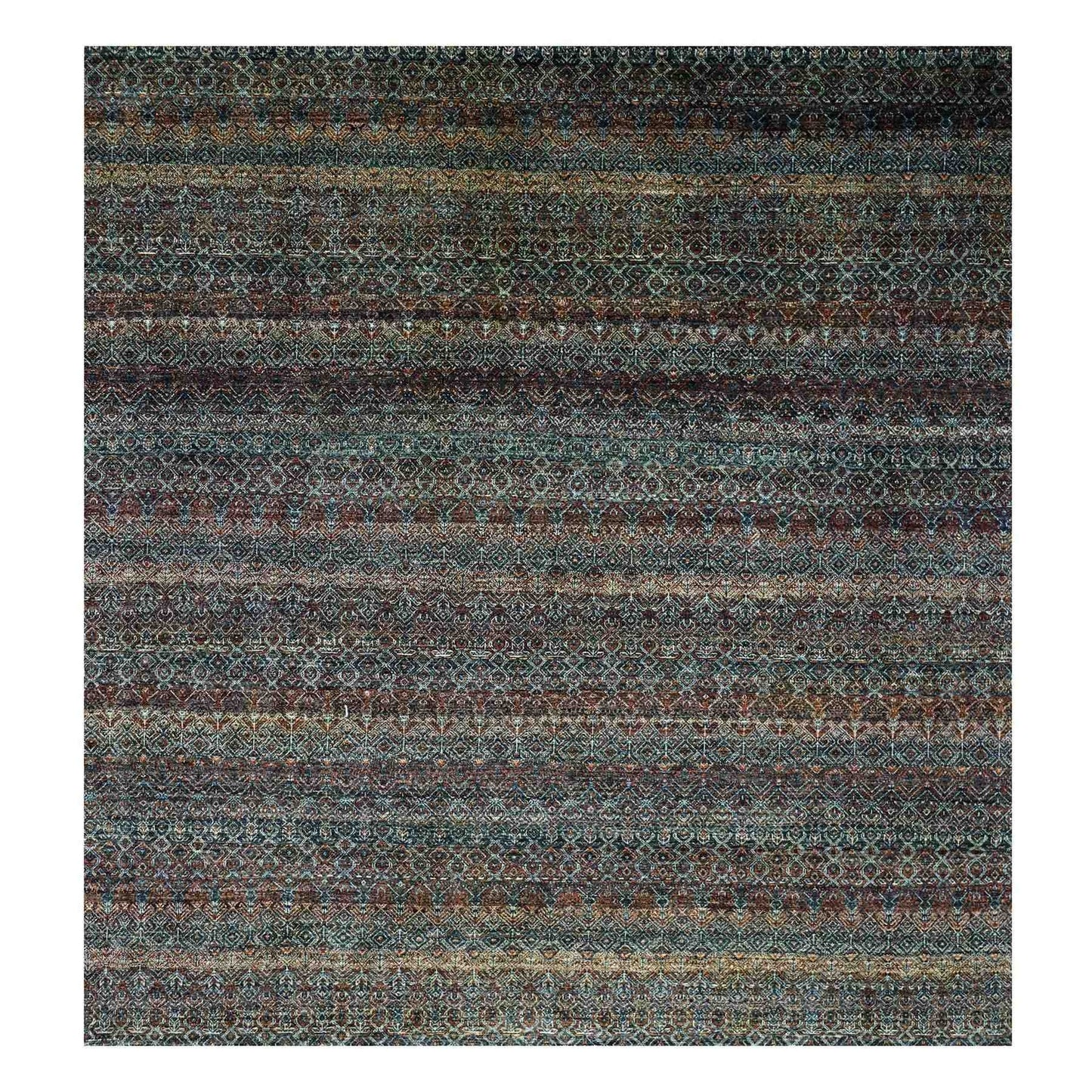 10'X10' Brown Hand Knotted Kohinoor Herrita Design Plush Wool Square Rug